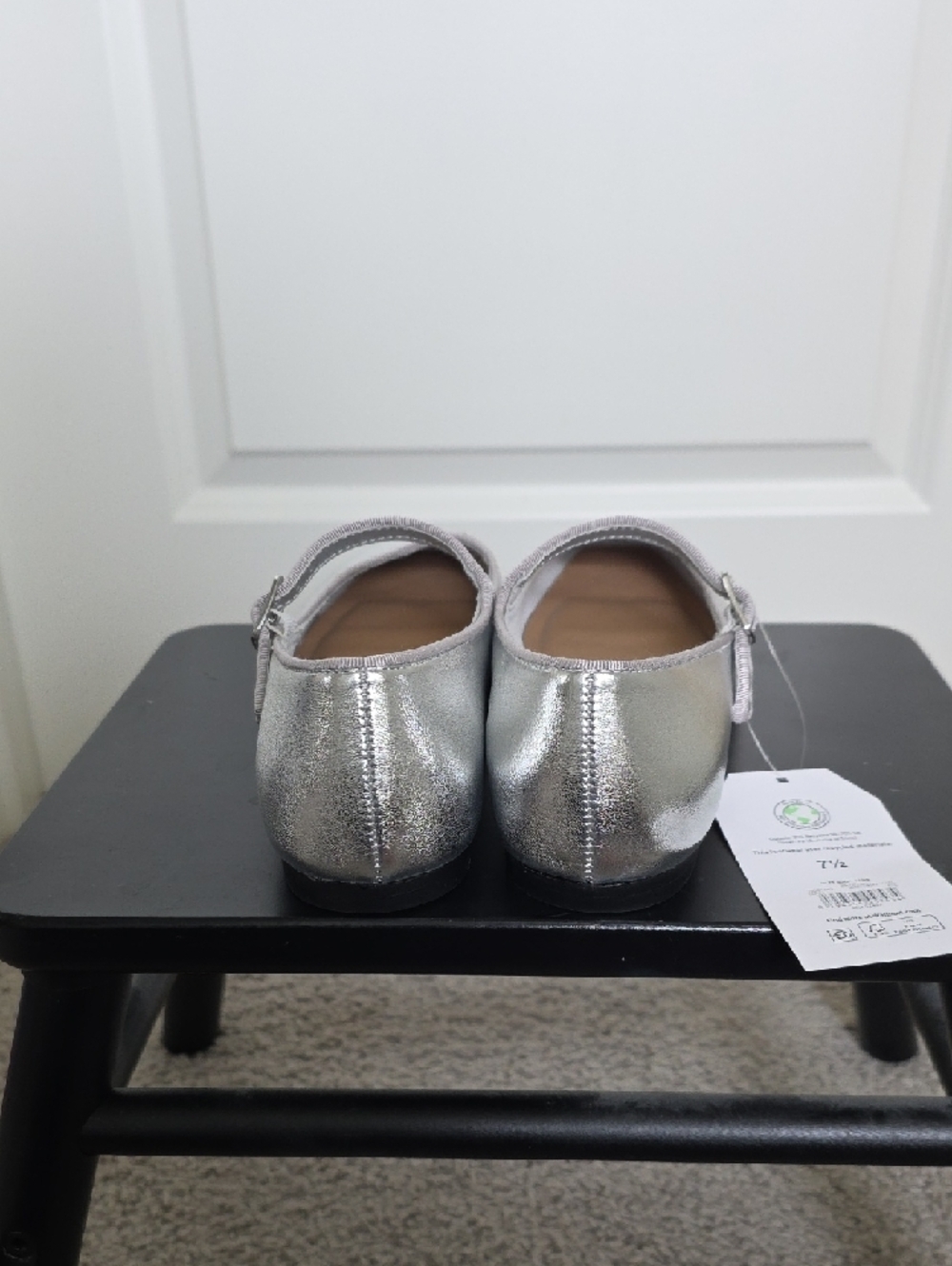 Time and Tru Silver Mary Jane Flats with Buckle Strap - Picture 4 of 5